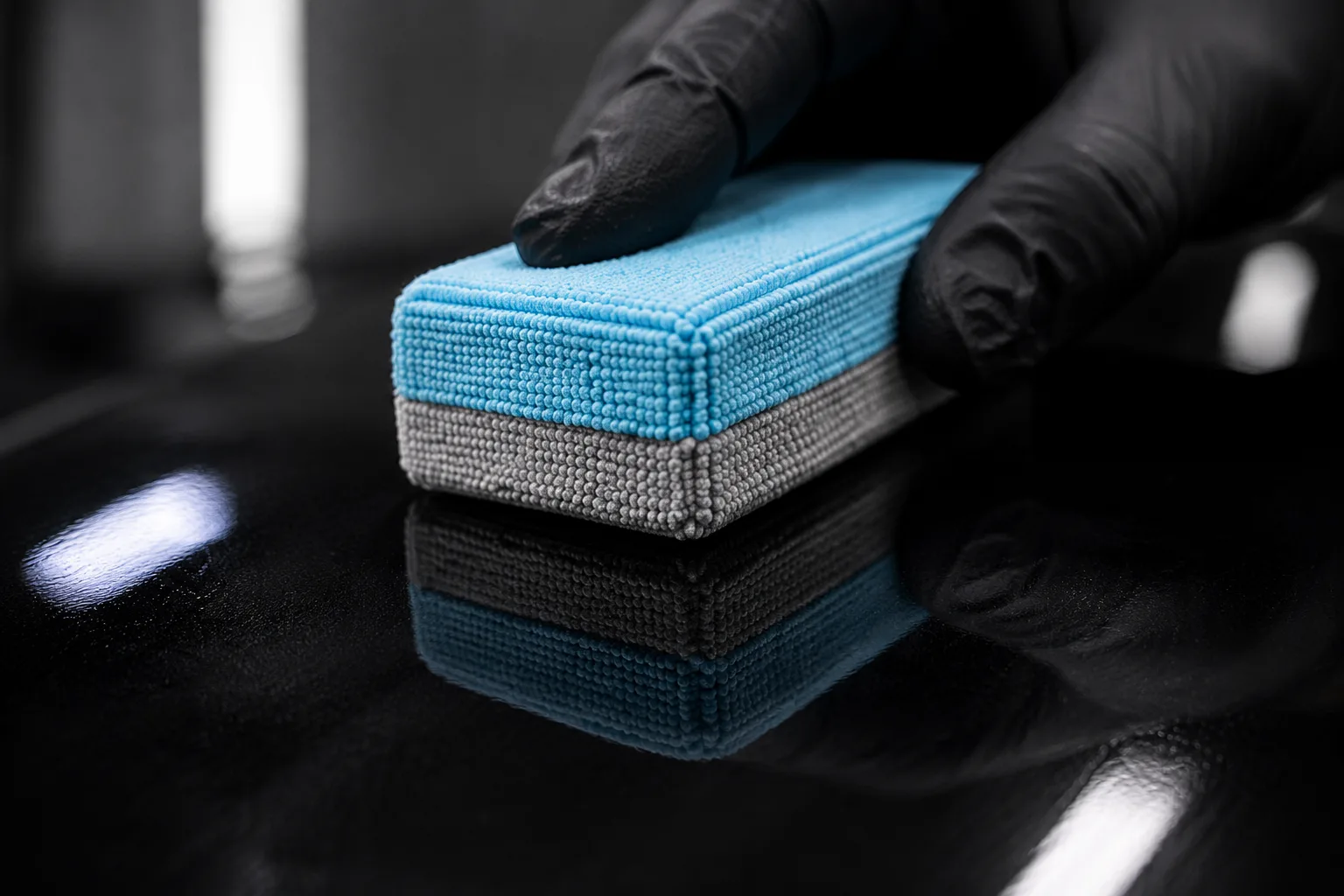Water beading on ceramic-coated surface — close-up
