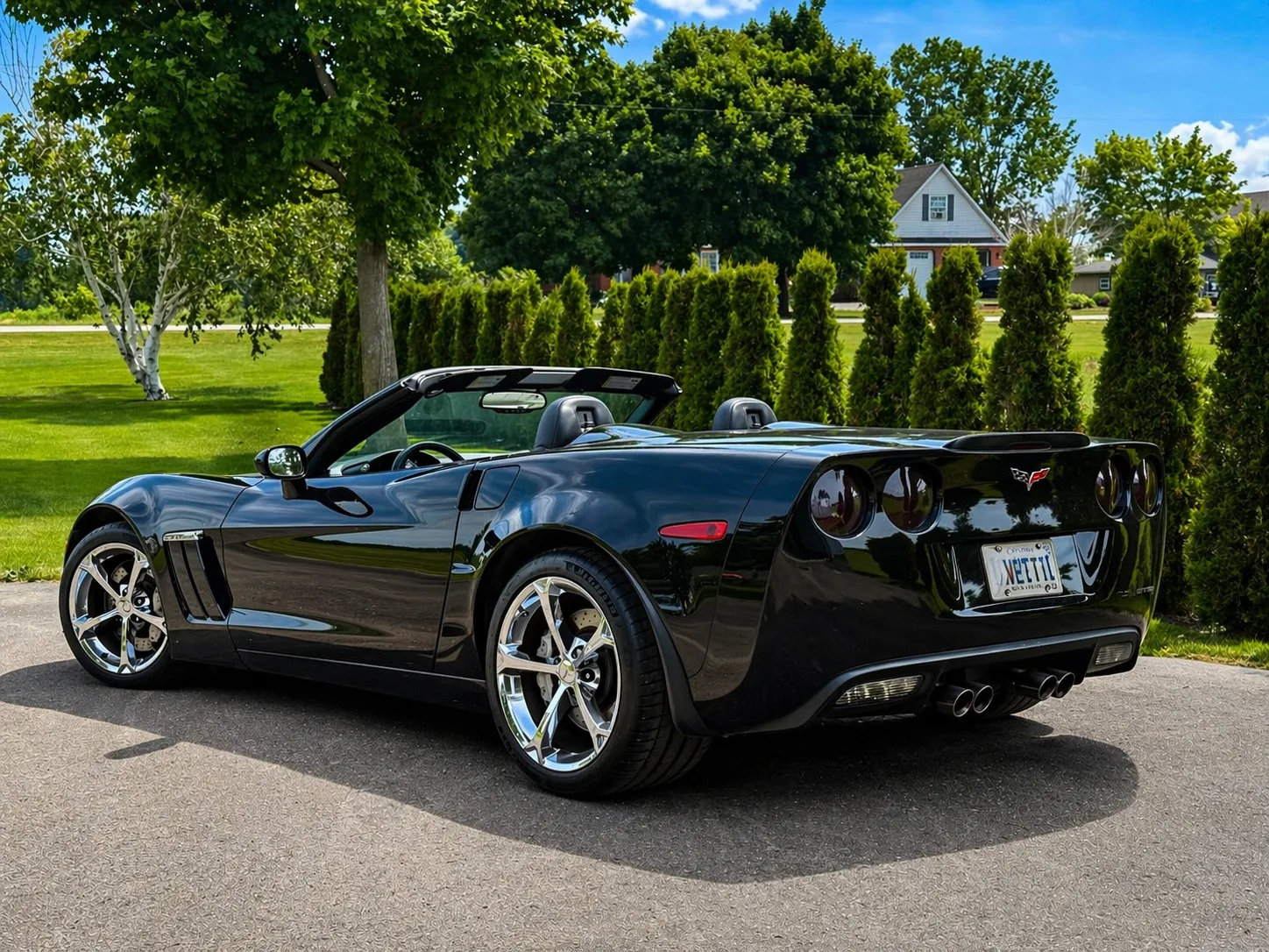 Black Corvette convertible rear after correction