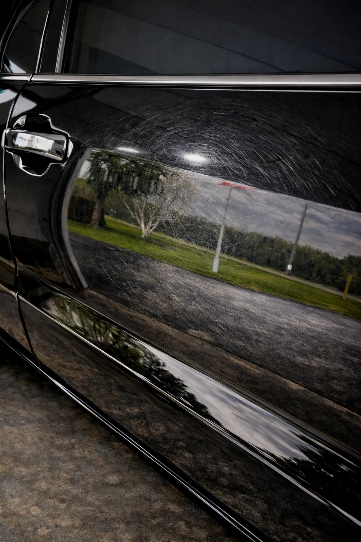Swirl marks and light scratches under inspection lighting